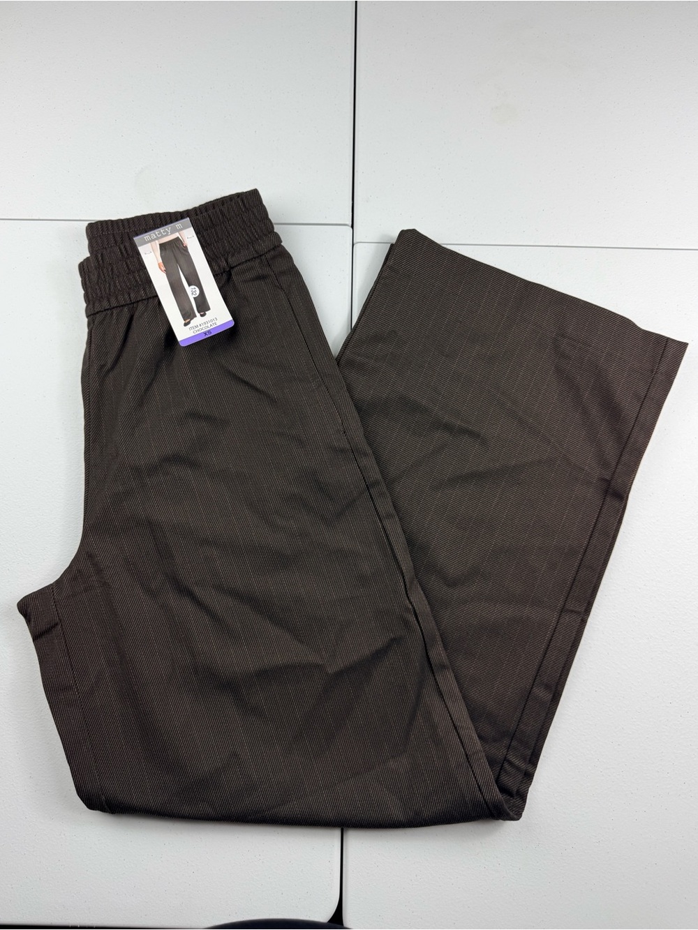 Matty m Elastic Waist wide -Leg Pants - Dark Brown